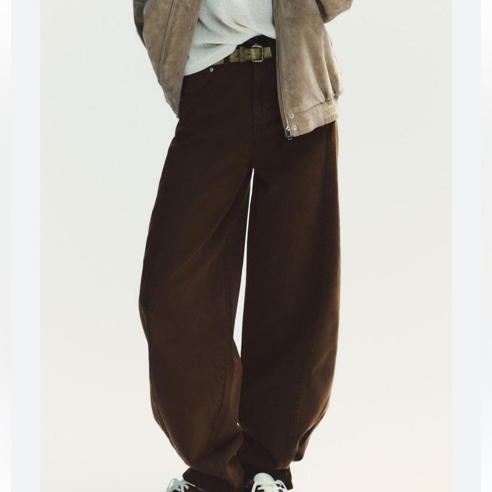 Zara Wide-Leg Brown Jeans NWT
